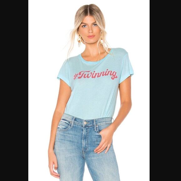 NWT Revolve x Wildfox Couture Twinning No9 Tee in Honolulu Blue | size S - Picture 1 of 10